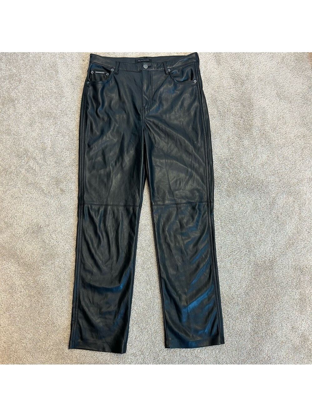 Elie Tahari black faux leather pleather vegan pants Sz 8